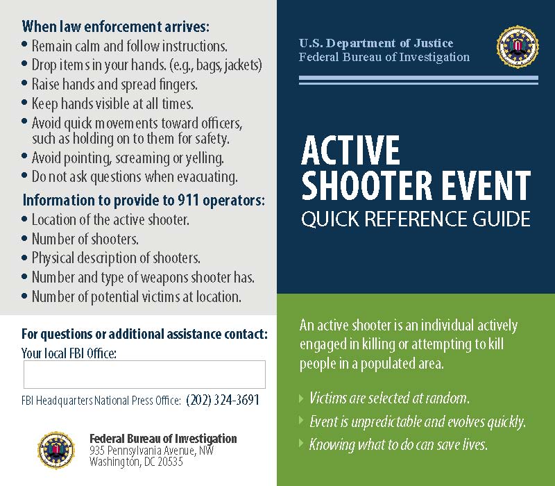 ACTIVE SHOOTER EVENT QUICK REFERENCE GUIDE